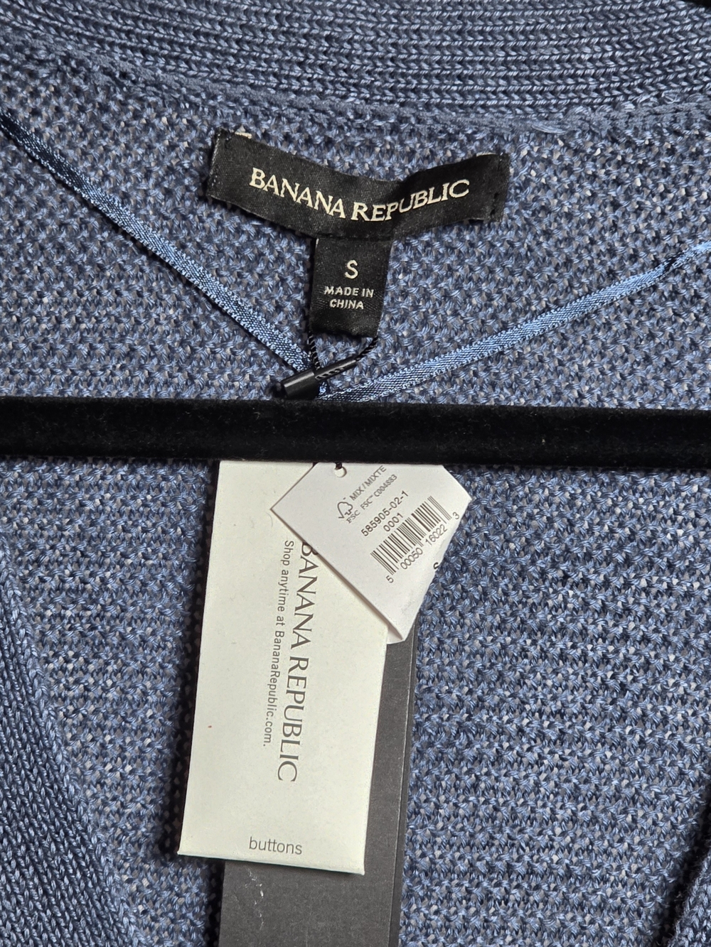 NWT Banana Republic 100% Italian Linen Blue V-Neck Button Cardigan, S - Picture 3 of 6
